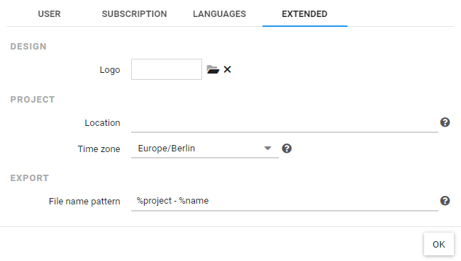 Erweiterte Projekteinstellungen